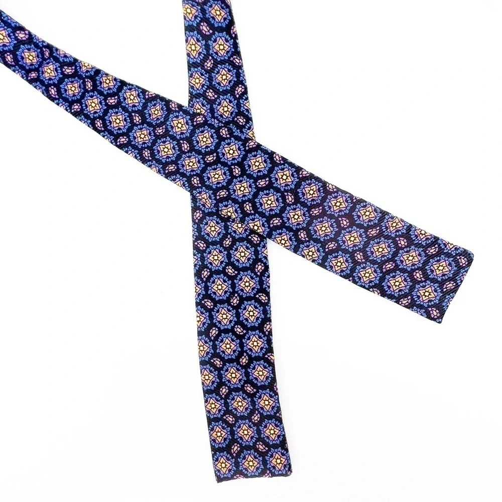 Robert Talbott Silk Bow Tie Blue Purple Yellow Black Woven New